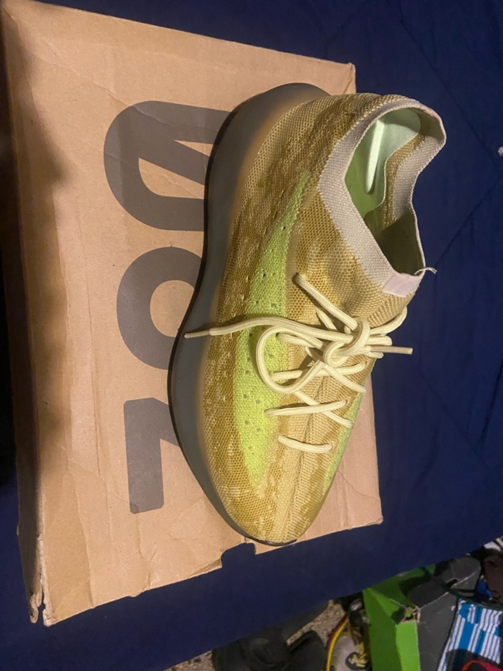 Lime Green Knit Sneaker with Grey Sole